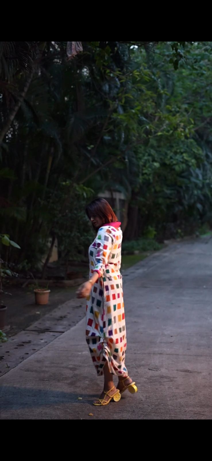 Ikat White Multicoloured Check Dress