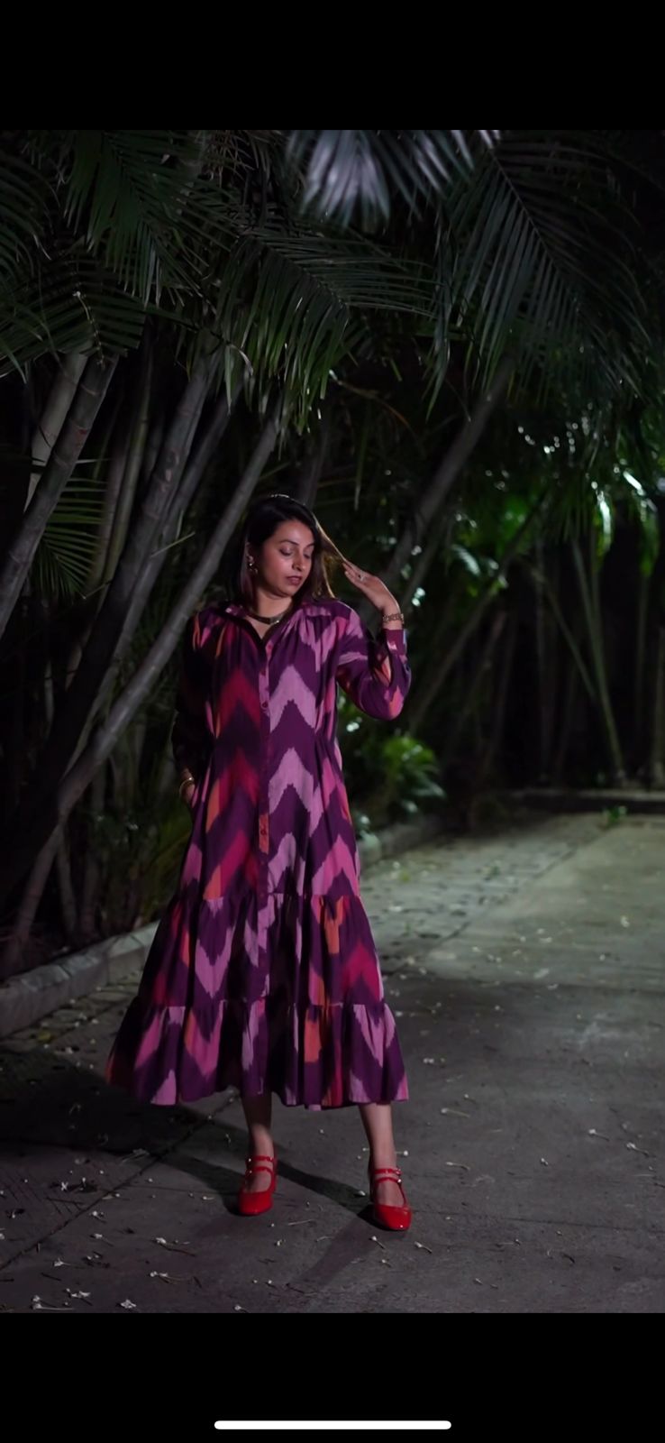 Handwoven Ikat Amethyst Antifit Shirt Dress