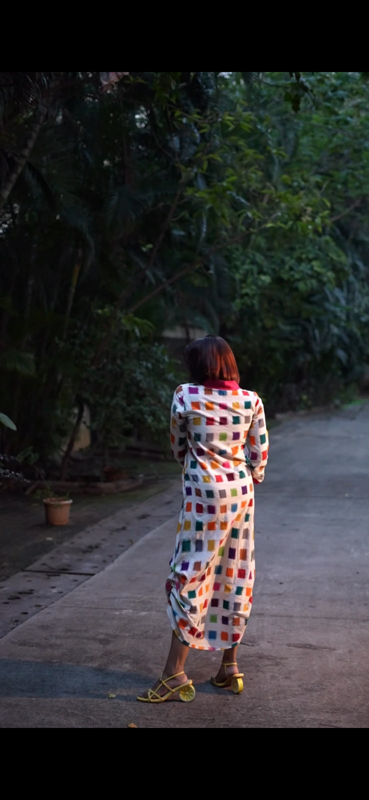 Ikat White Multicoloured Check Dress