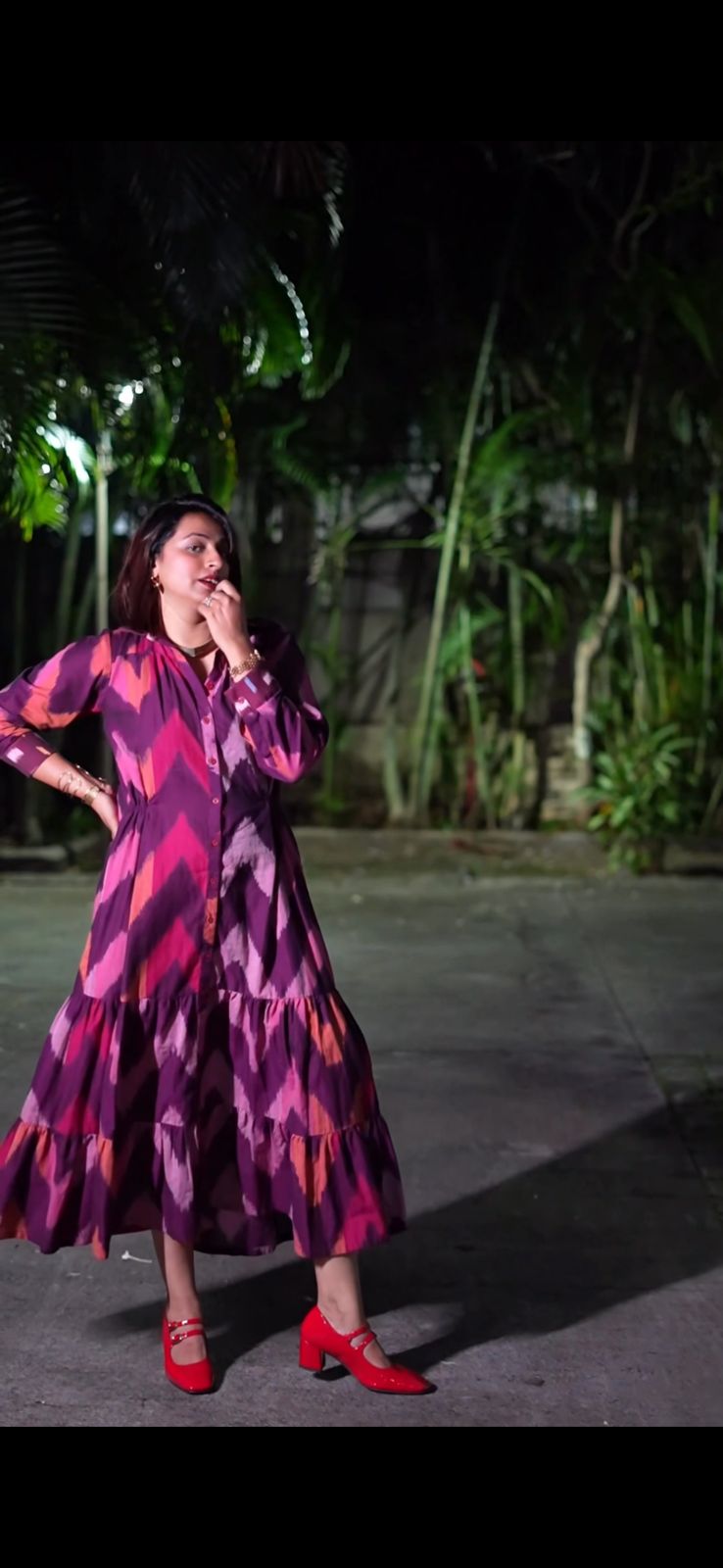 Handwoven Ikat Amethyst Antifit Shirt Dress