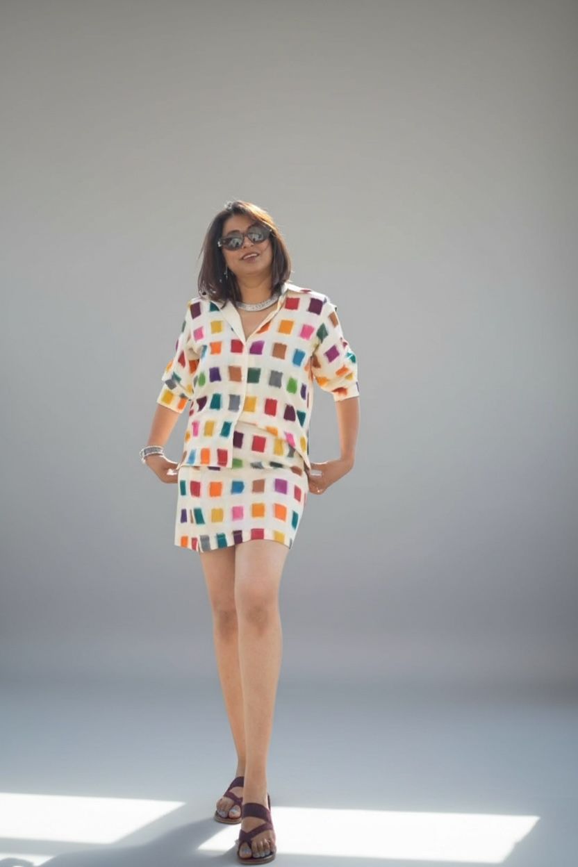 Handwoven Ikat Multicolour Checks Shirt