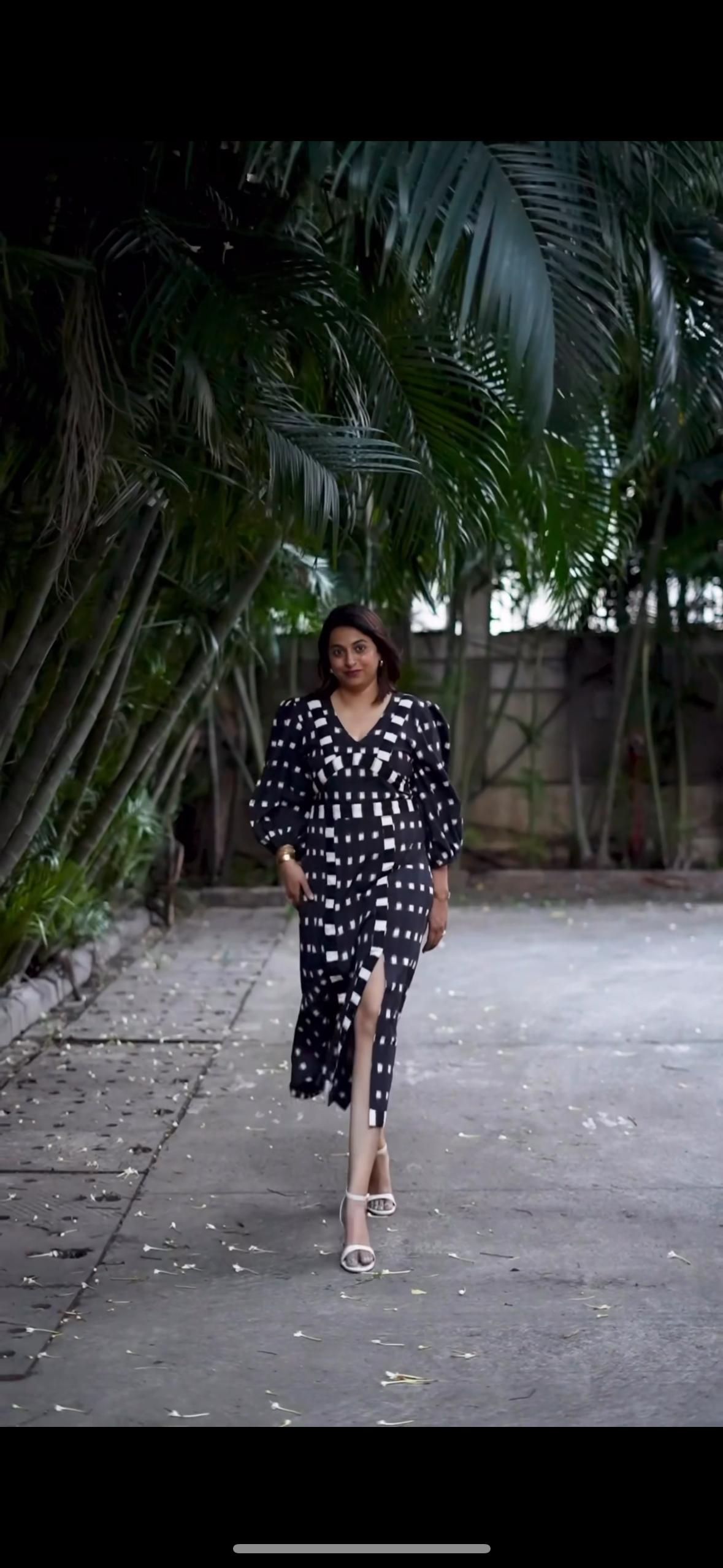 Double Ikat Black & White Dress