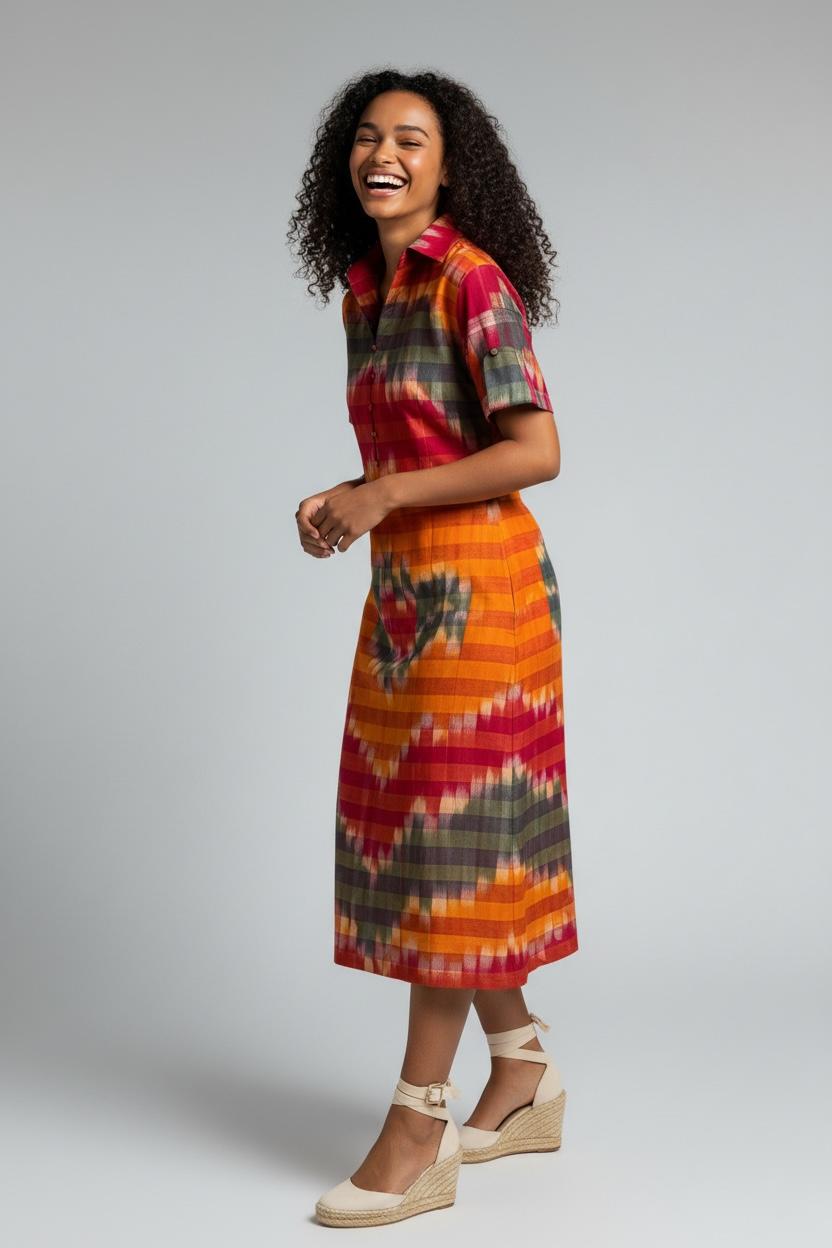 Kotki Gamcha Shirt Dress
