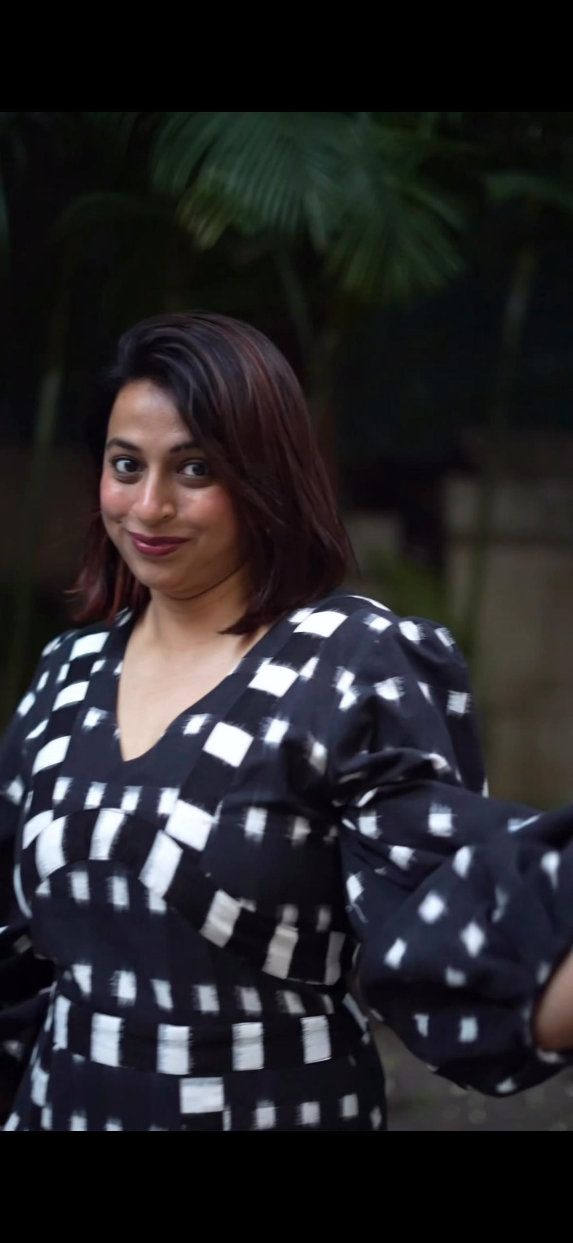 Double Ikat Black & White Dress