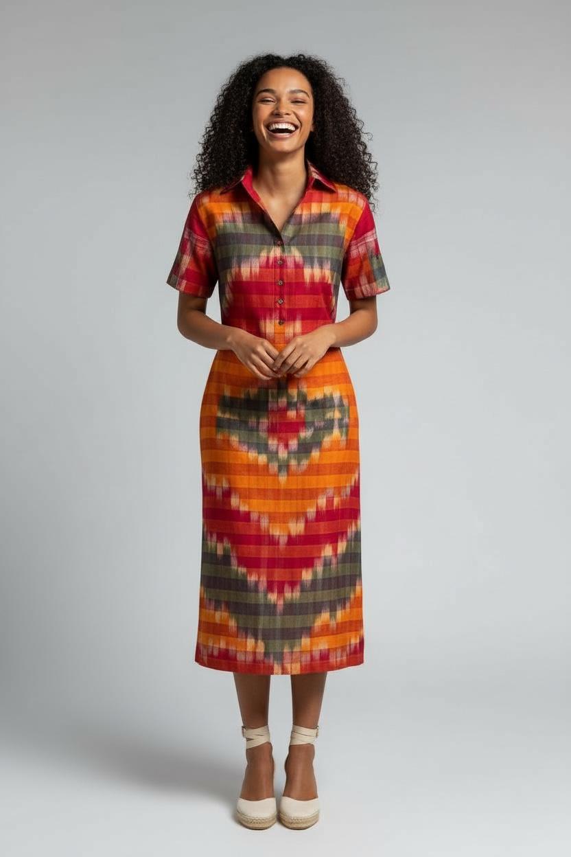 Kotki Gamcha Shirt Dress