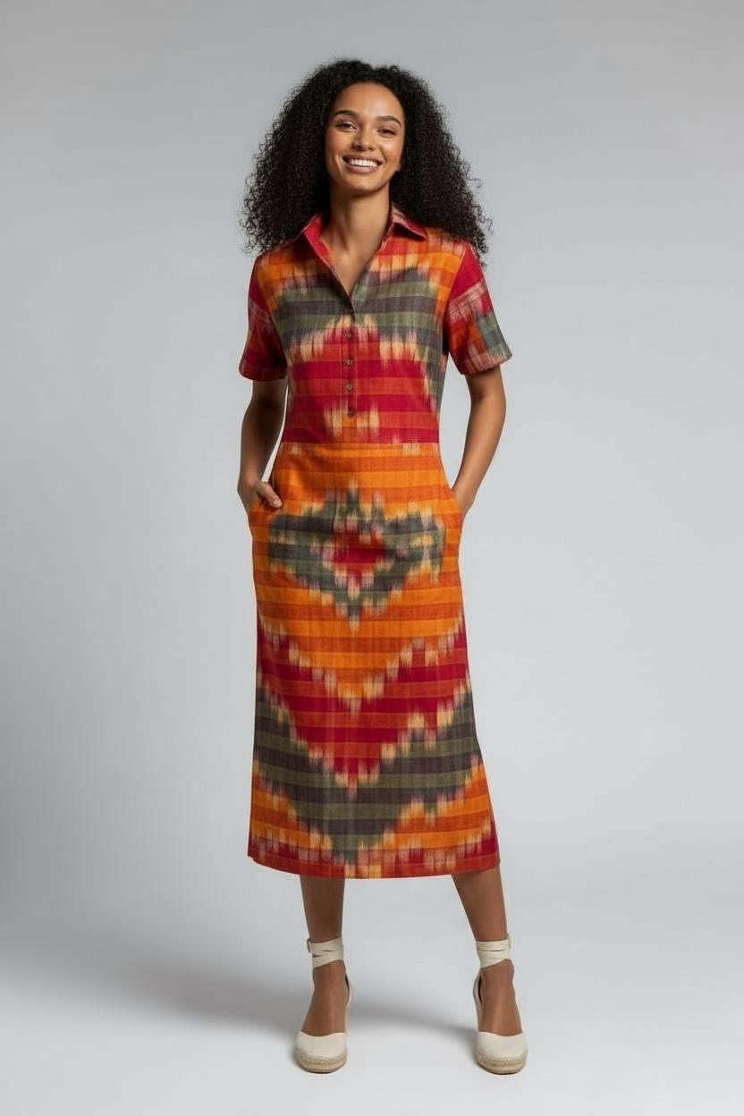 Kotki Gamcha Shirt Dress