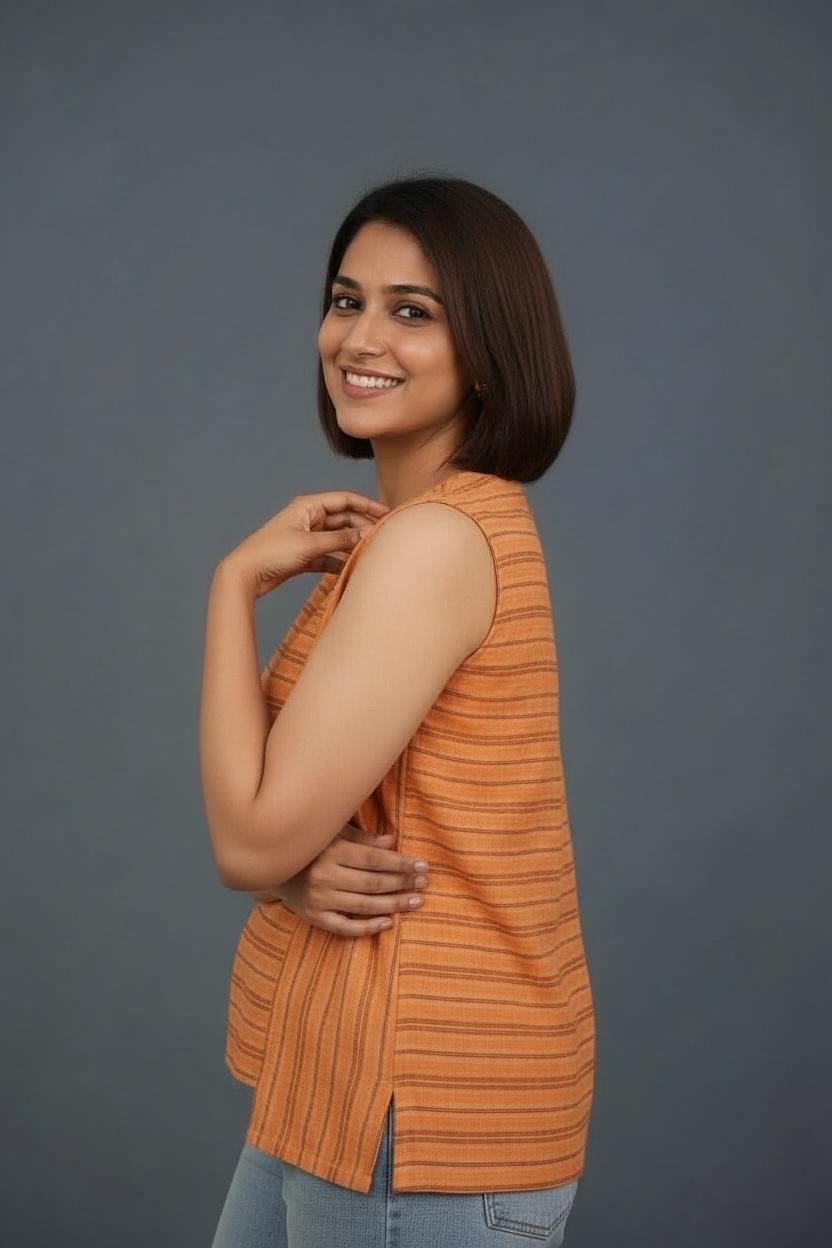 Handloom Stripes Sunset Top