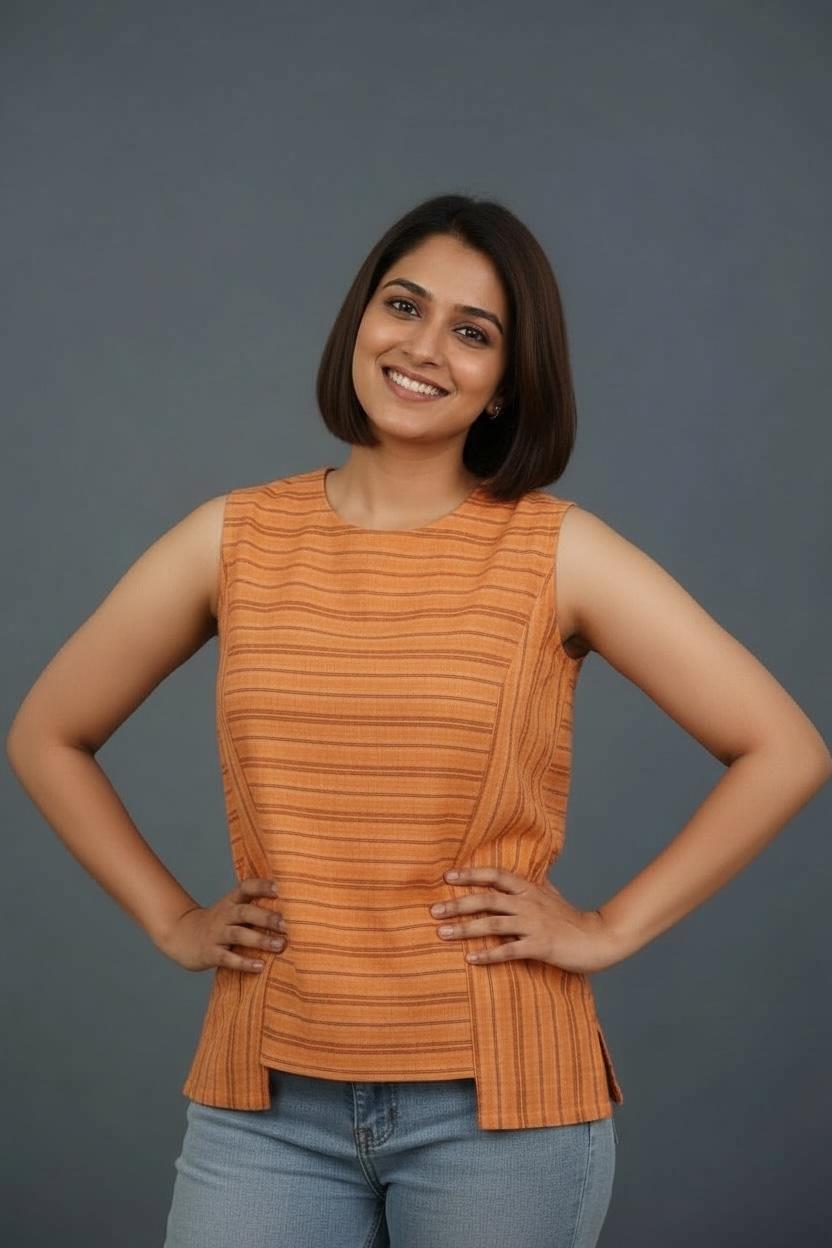 Handloom Stripes Sunset Top