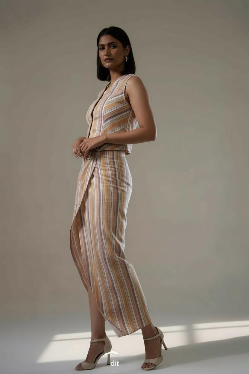 Handloom Stripes Waistcoat