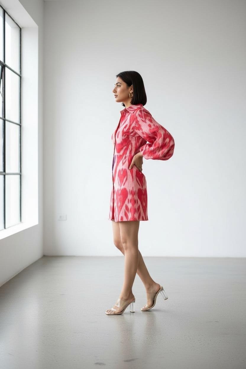 Uzbeki Ikat short Dress