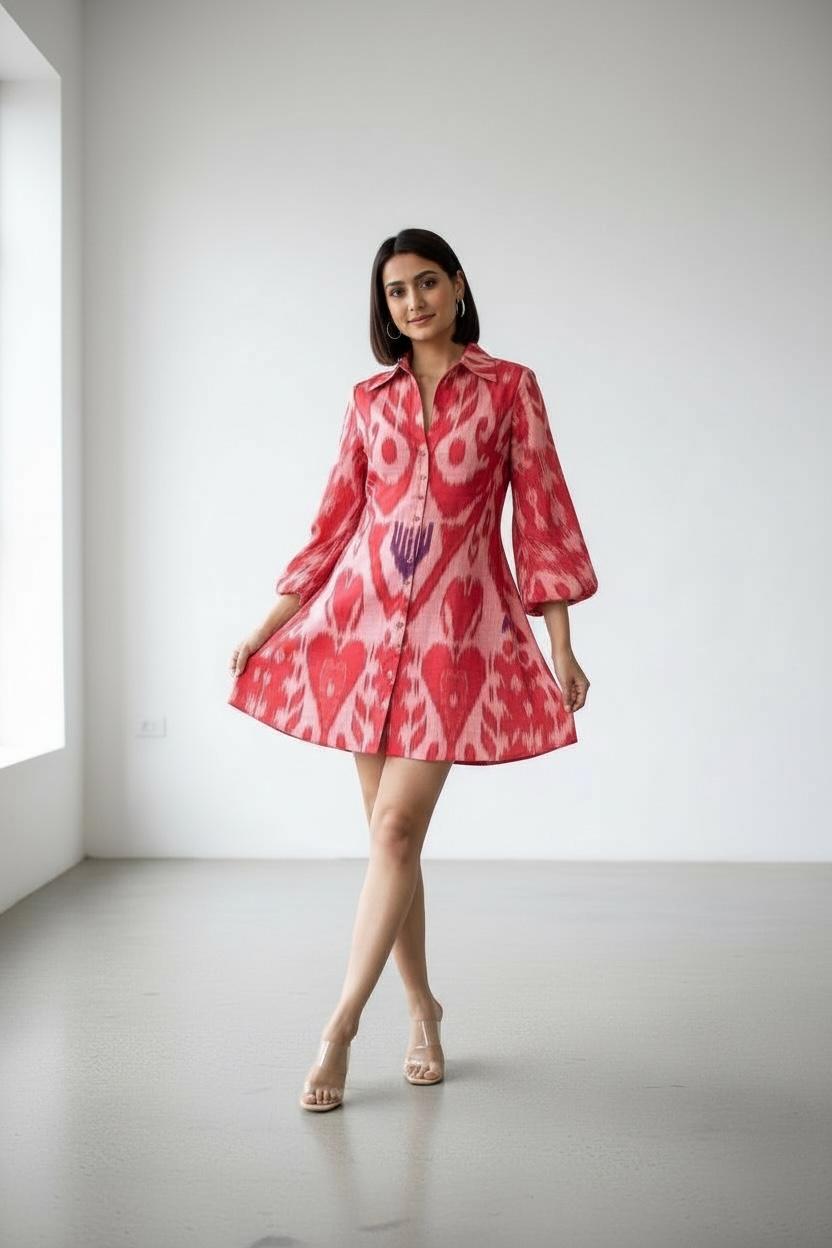Uzbeki Ikat short Dress