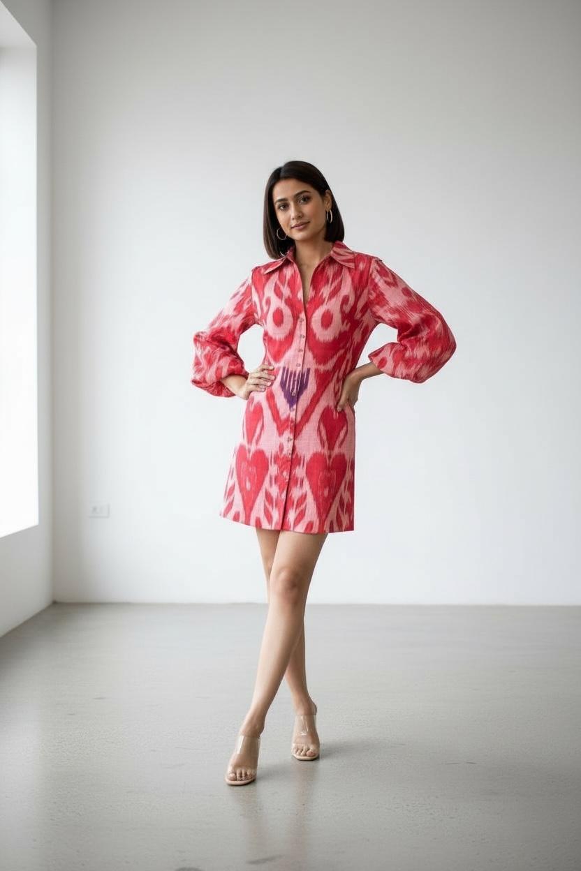 Uzbeki Ikat short Dress