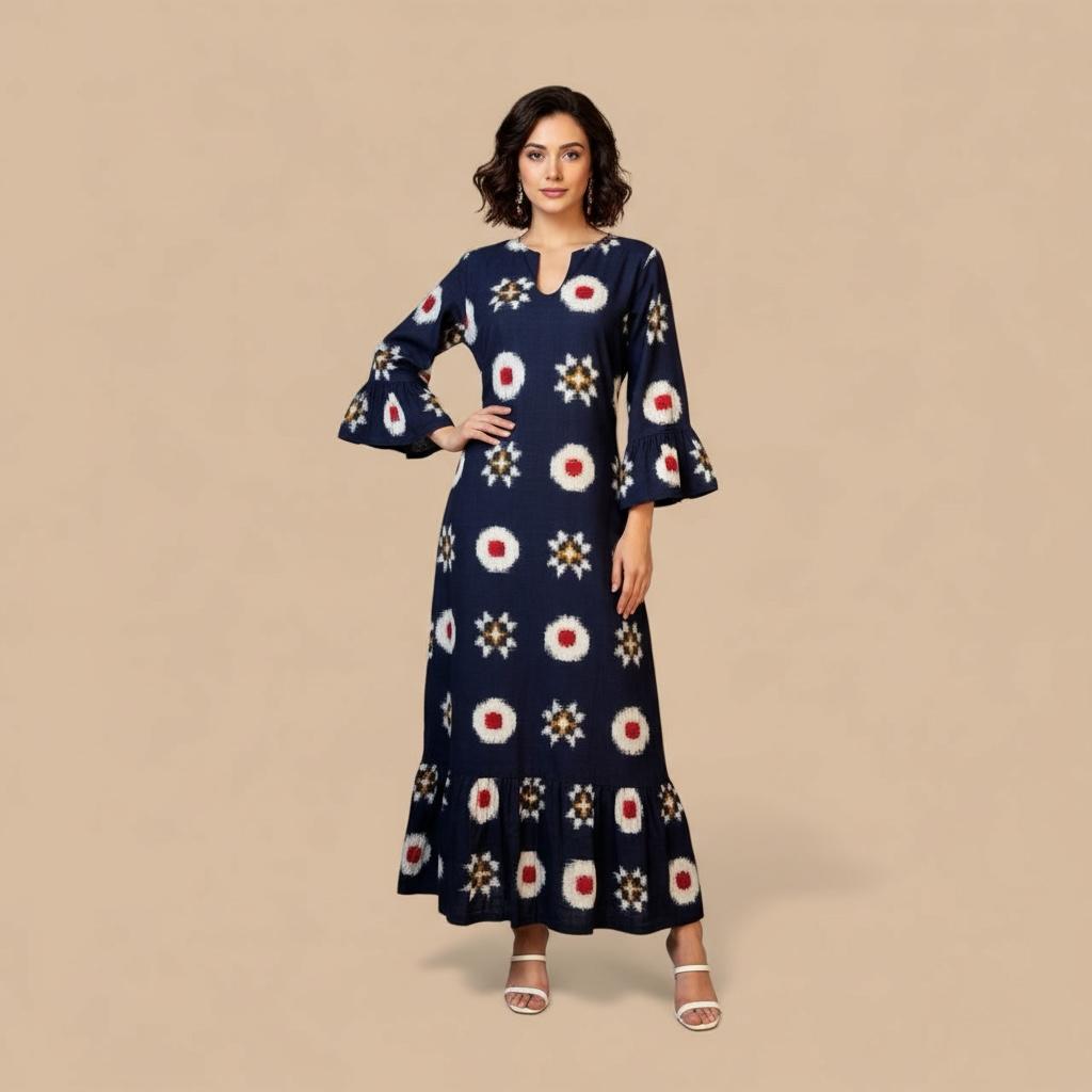 Ikat Telia Rumaal Navy Dress