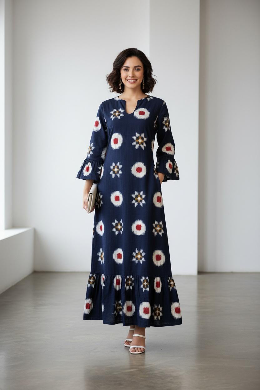 Ikat Telia Rumaal Navy Dress
