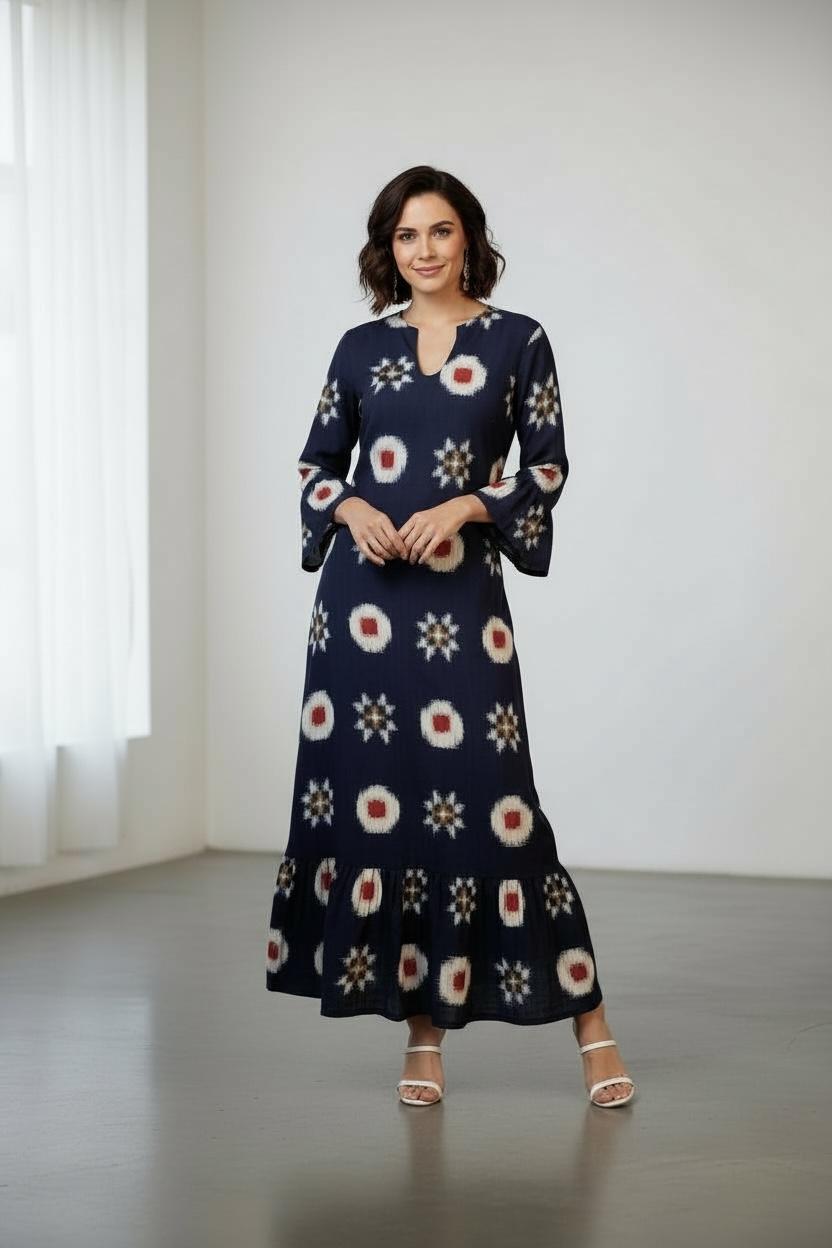 Ikat Telia Rumaal Navy Dress