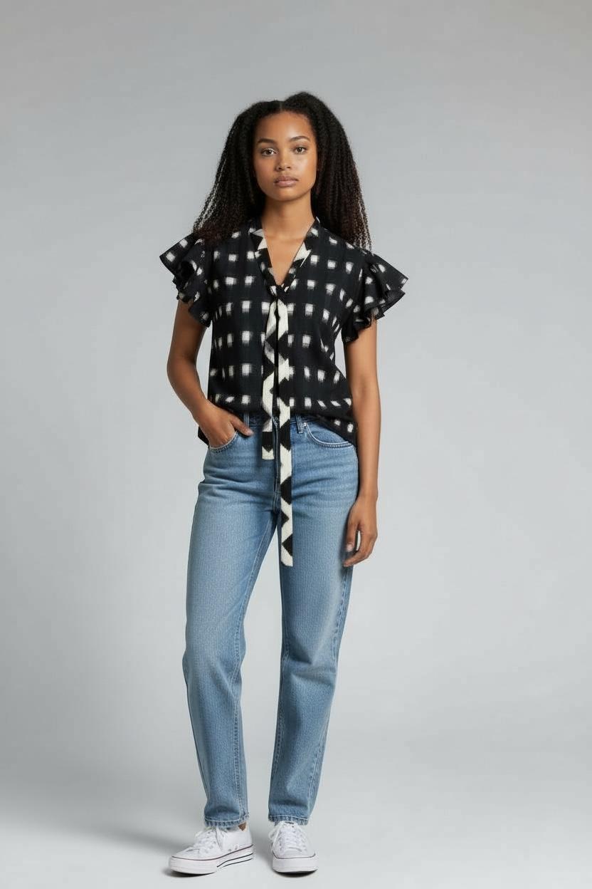 Handwoven Ikat Checks Blouse