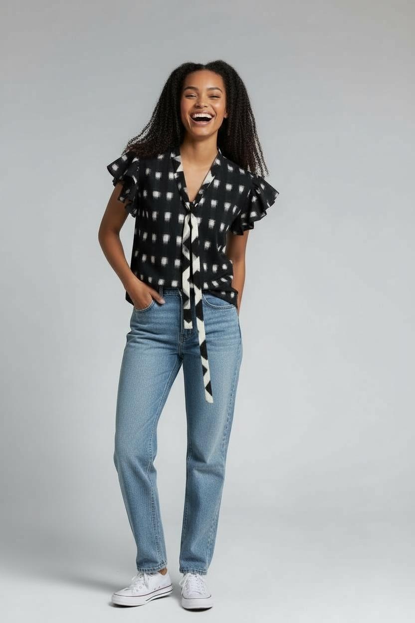 Handwoven Ikat Checks Blouse