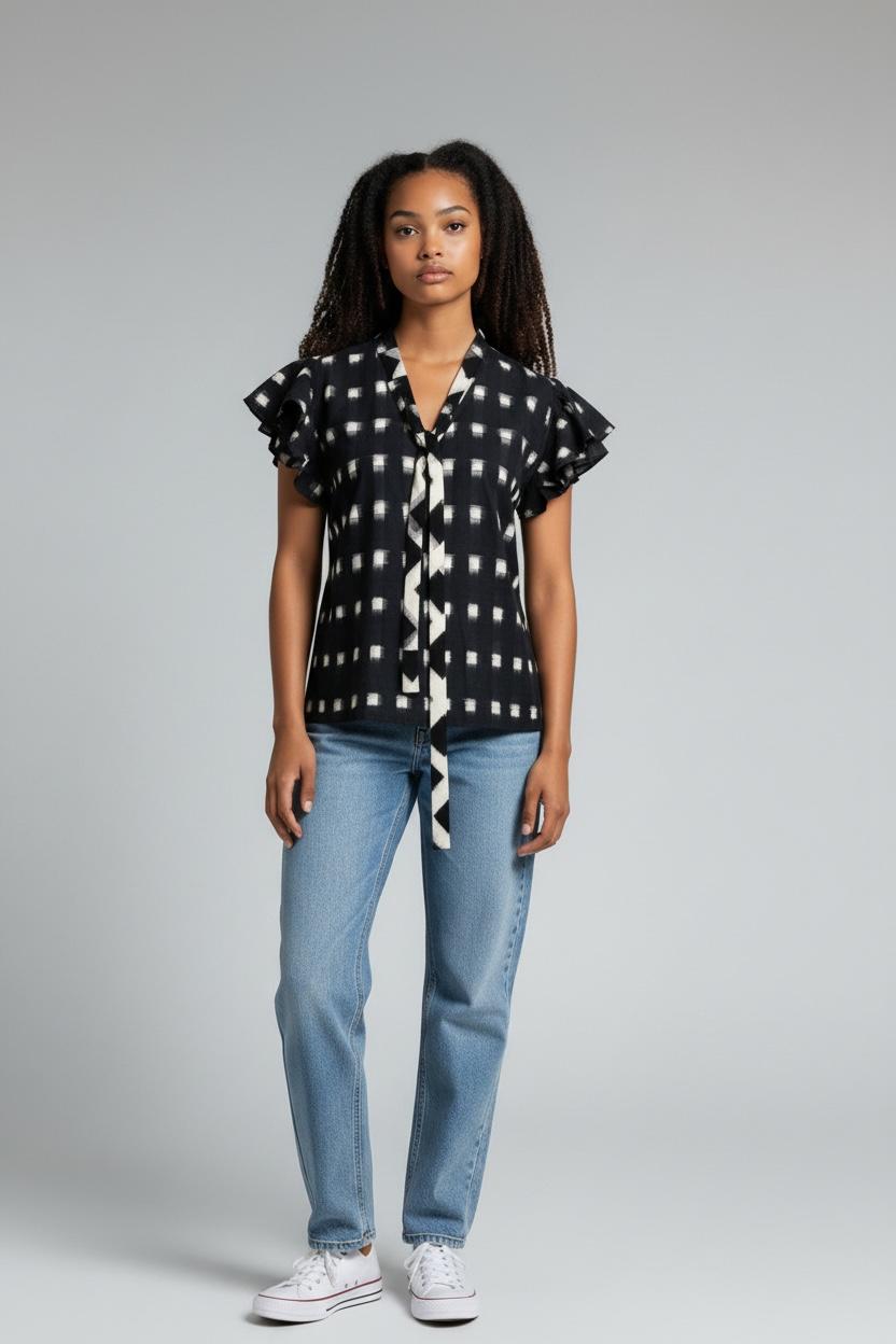 Handwoven Ikat Checks Blouse