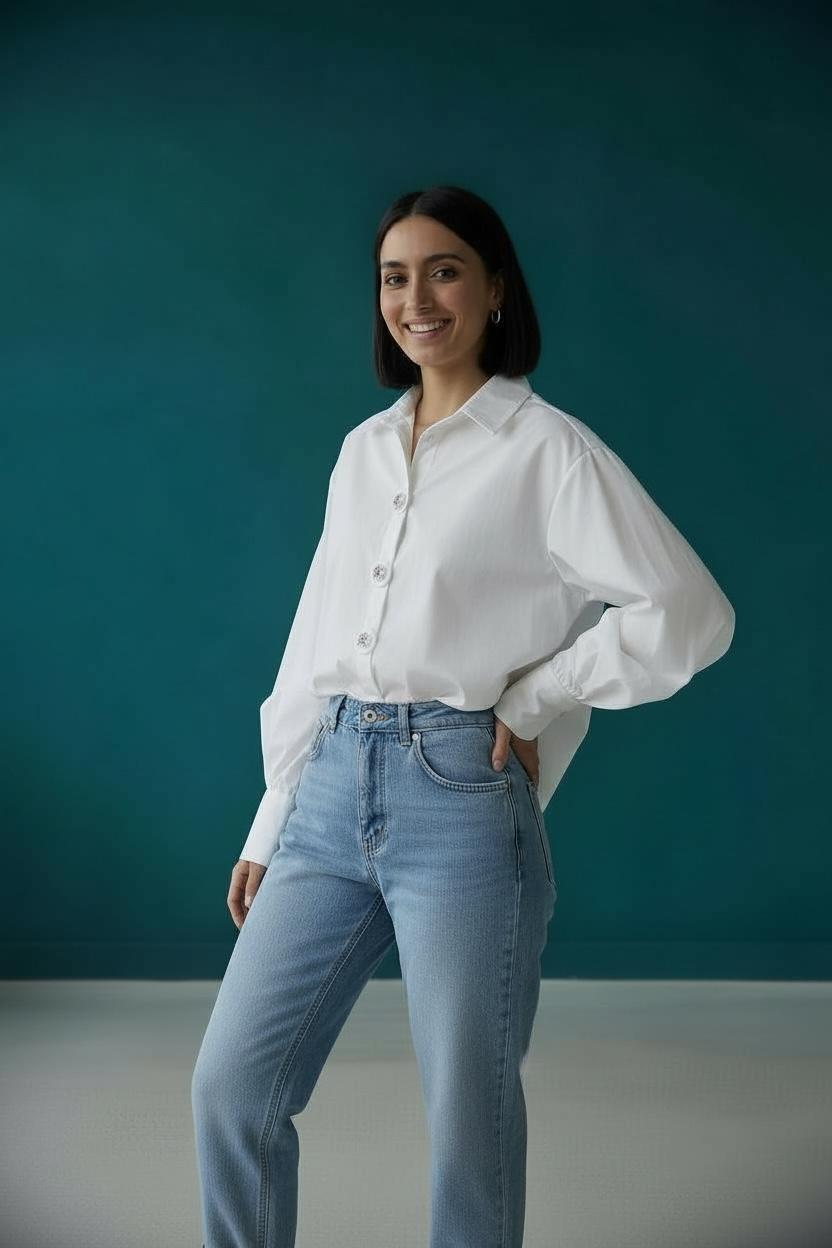 Crisp Off White button down Shirt