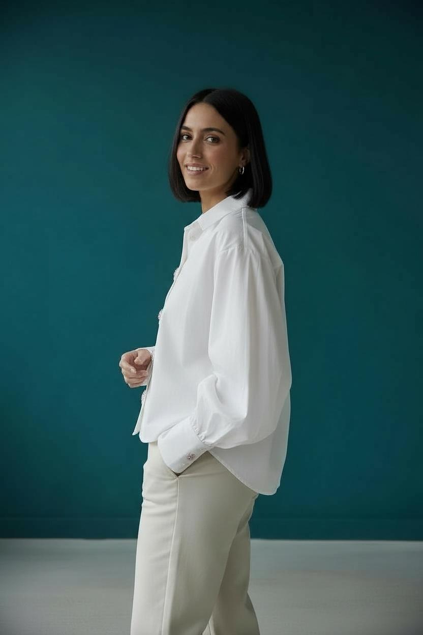 Crisp Off White button down Shirt