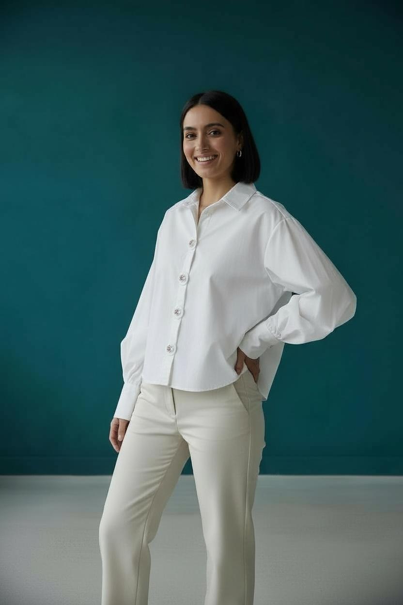 Crisp Off White button down Shirt