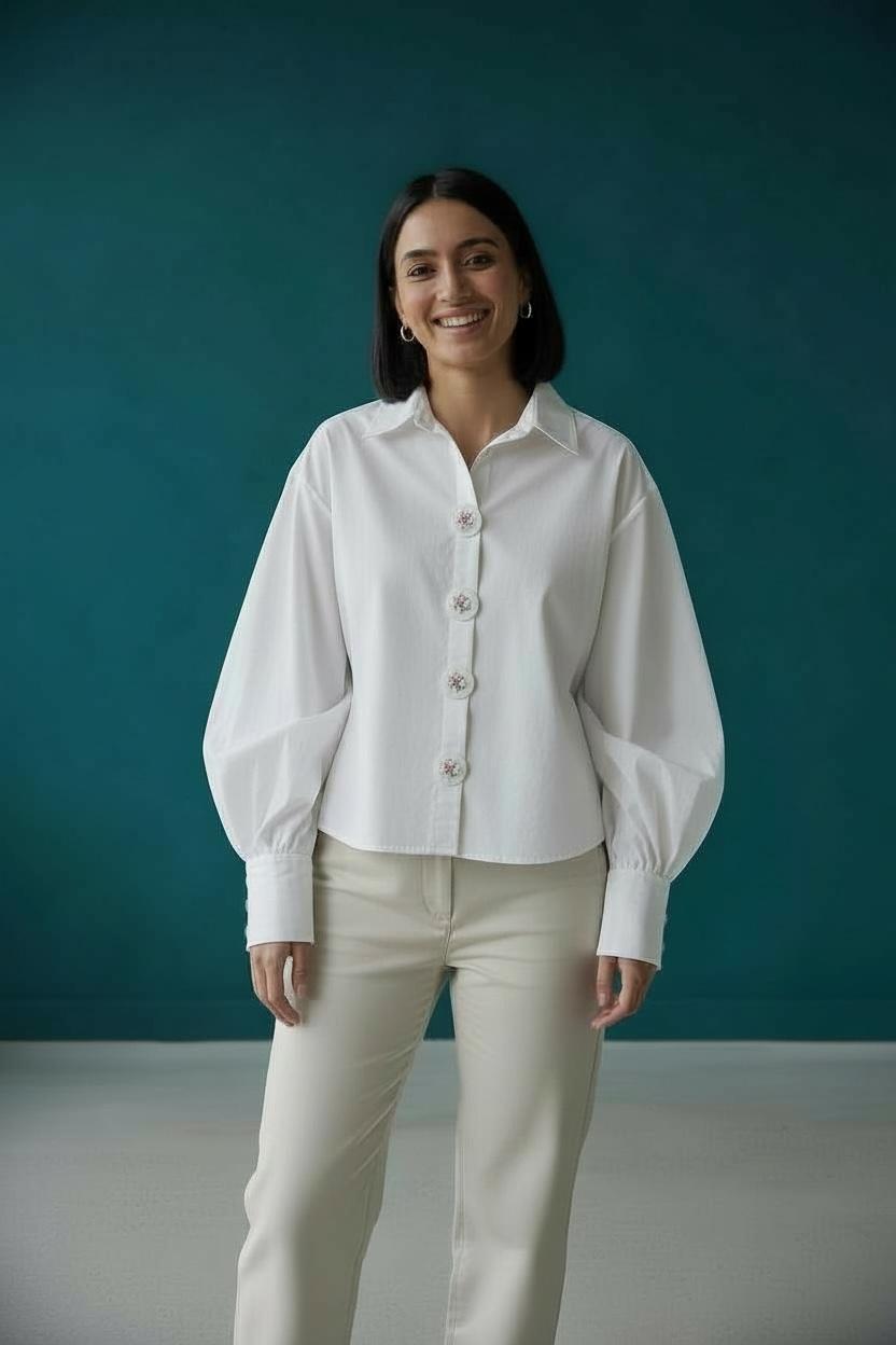 Crisp Off White button down Shirt