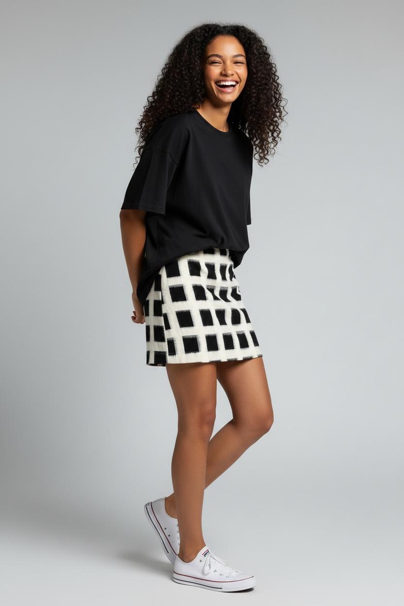 Handwoven Ikat Checks Skirt