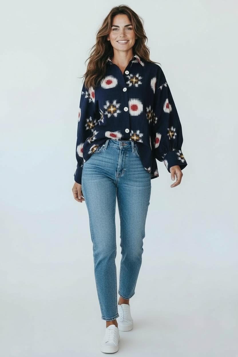 Ikat Telia Rumaal Navy Shirt