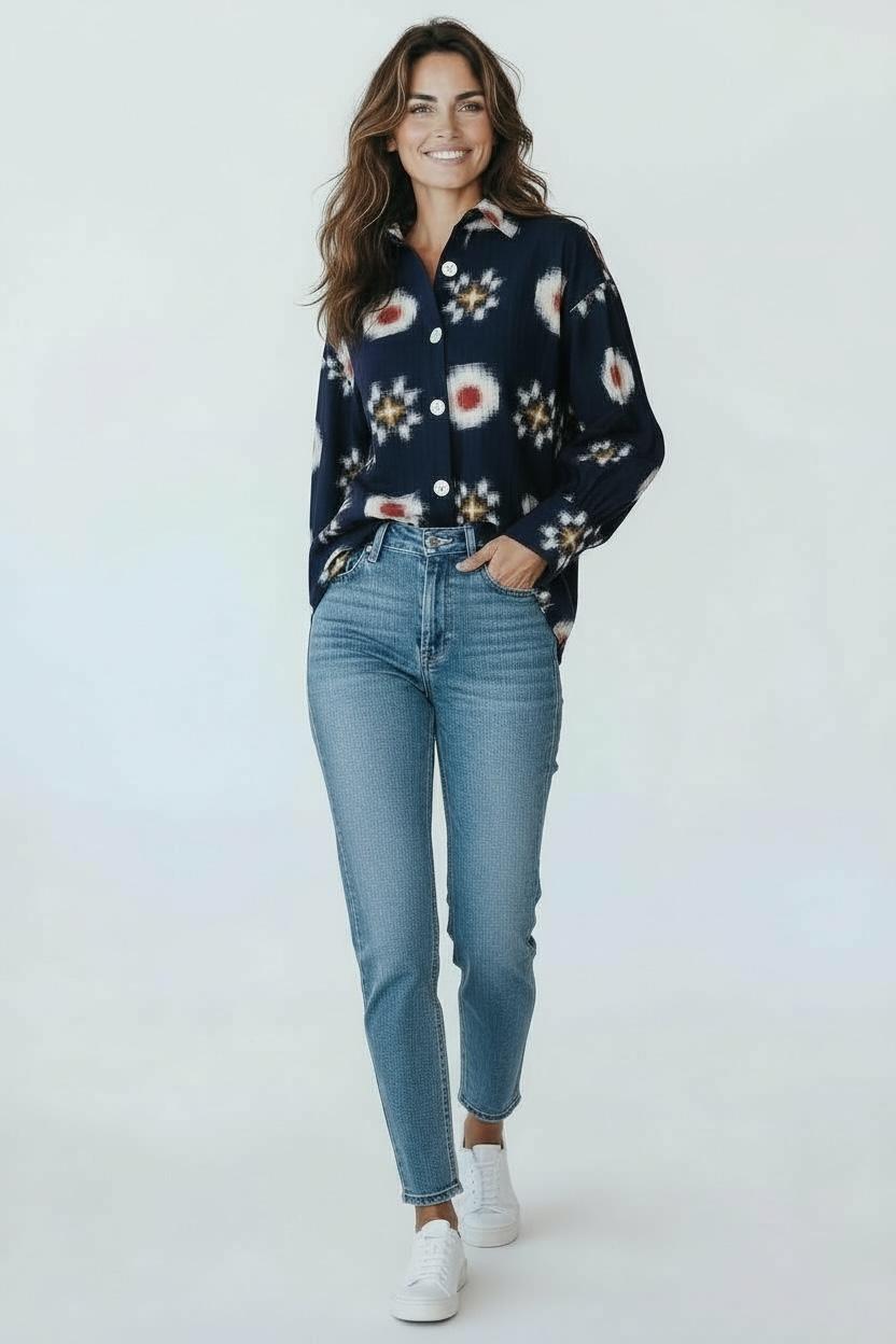 Ikat Telia Rumaal Navy Shirt