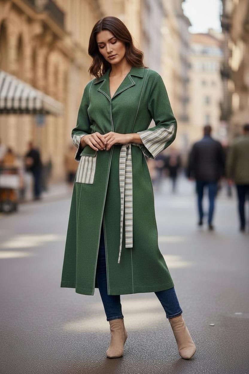 Handloom Long Trenchcoat