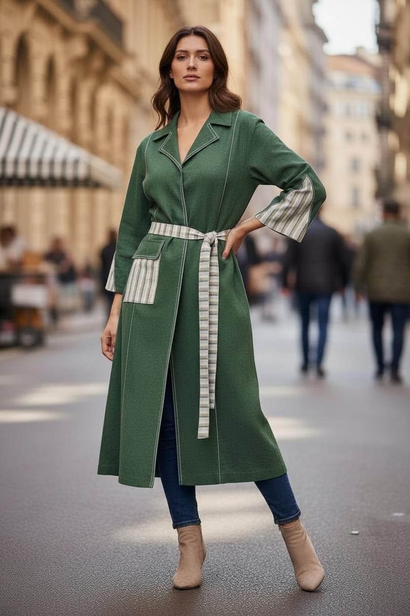 Handloom Long Trenchcoat