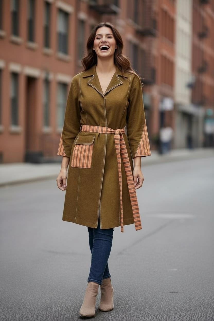 Handloom Cotton Short Trenchcoat