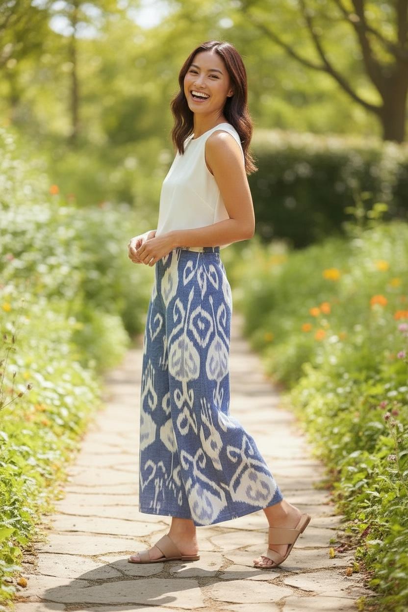 Blue Uzbeki Ikat woven Pants