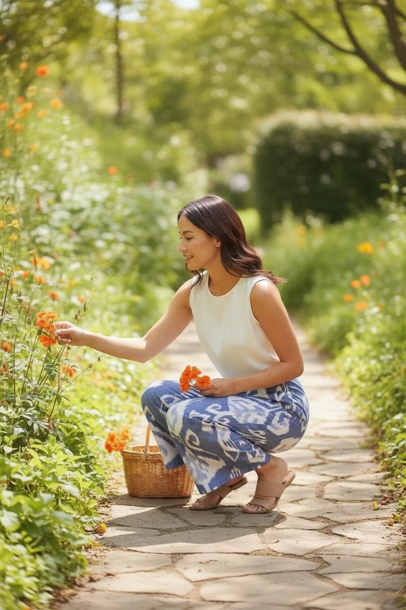 Blue Uzbeki Ikat woven Pants