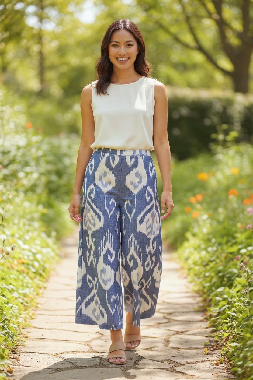 Blue Uzbeki Ikat woven Pants