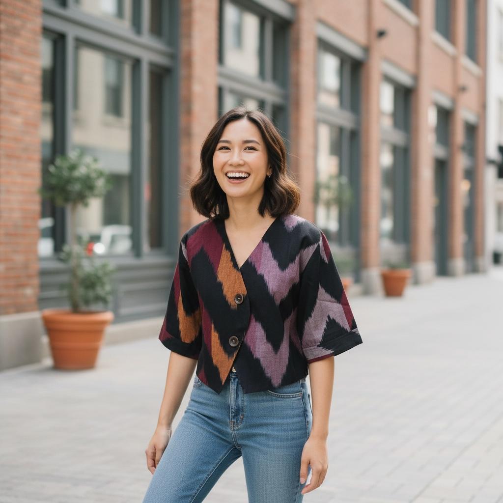 Ikat handwoven waistcoat