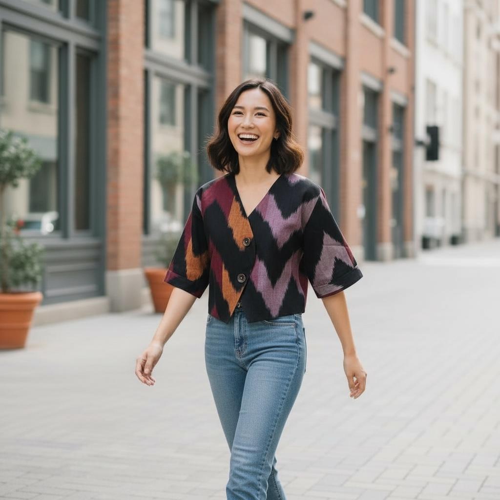 Ikat handwoven waistcoat