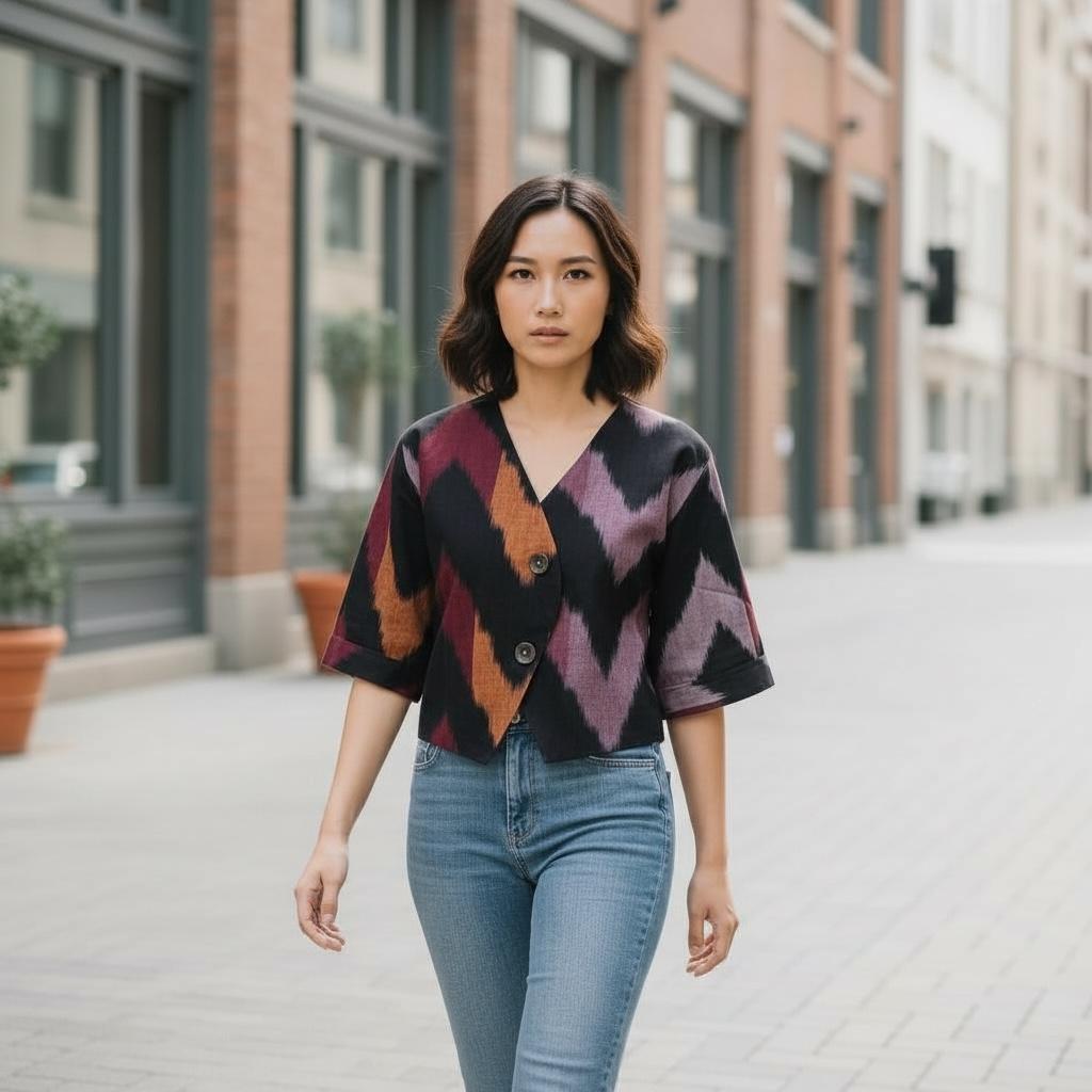 Ikat handwoven waistcoat