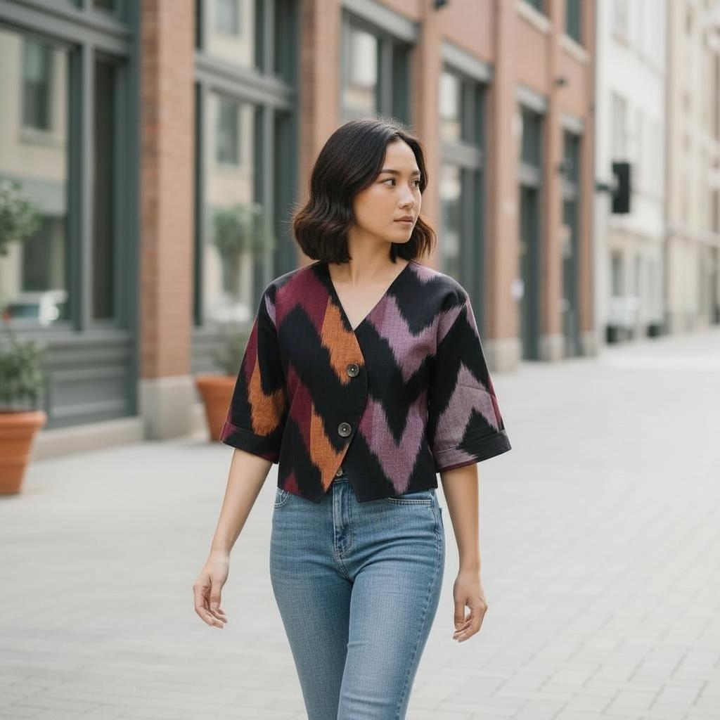 Ikat handwoven waistcoat