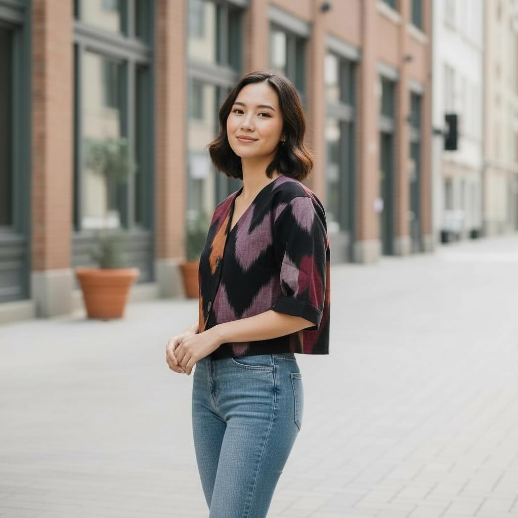 Ikat handwoven waistcoat