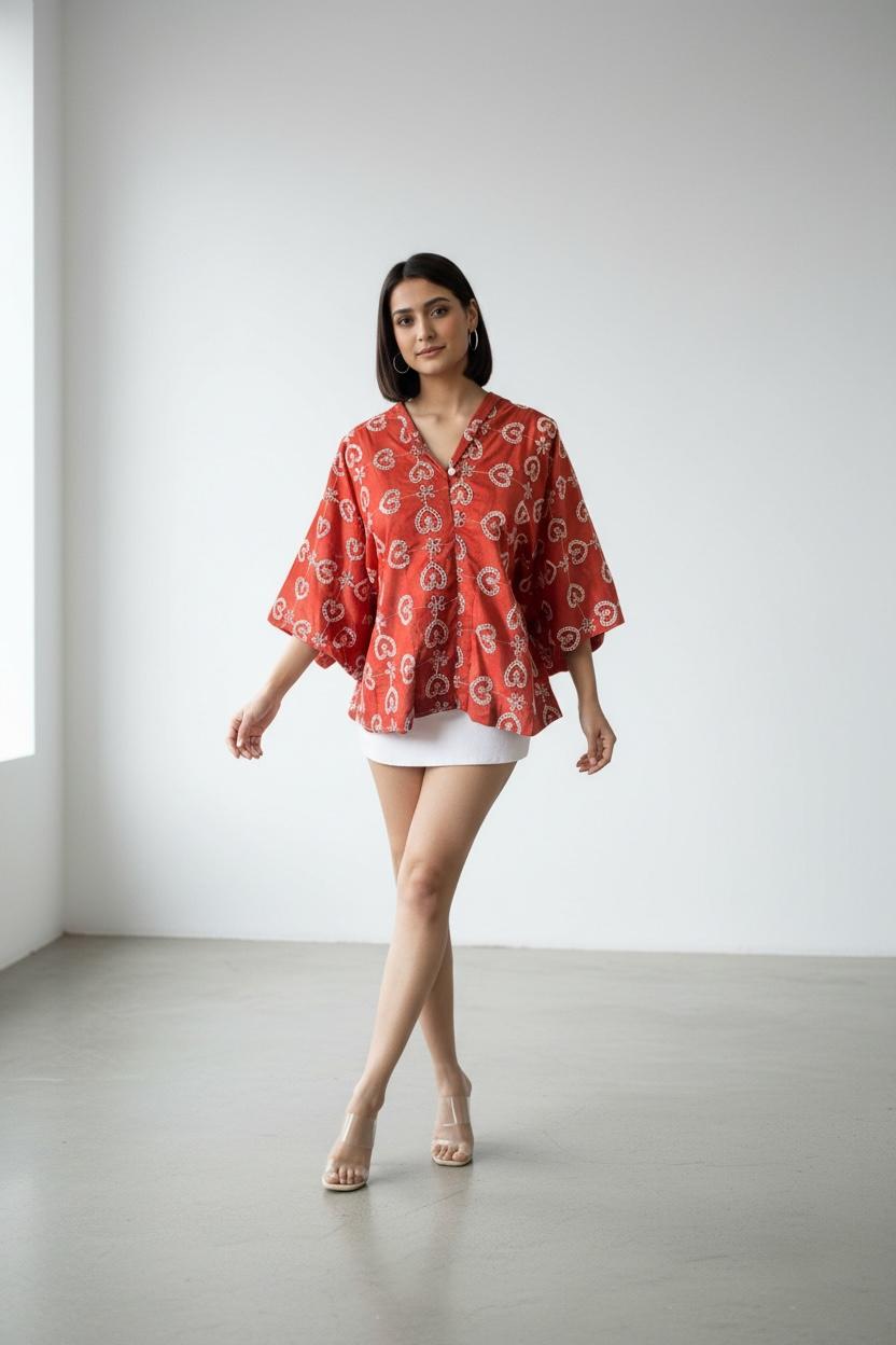 Cutwork cotton Kaftan Top