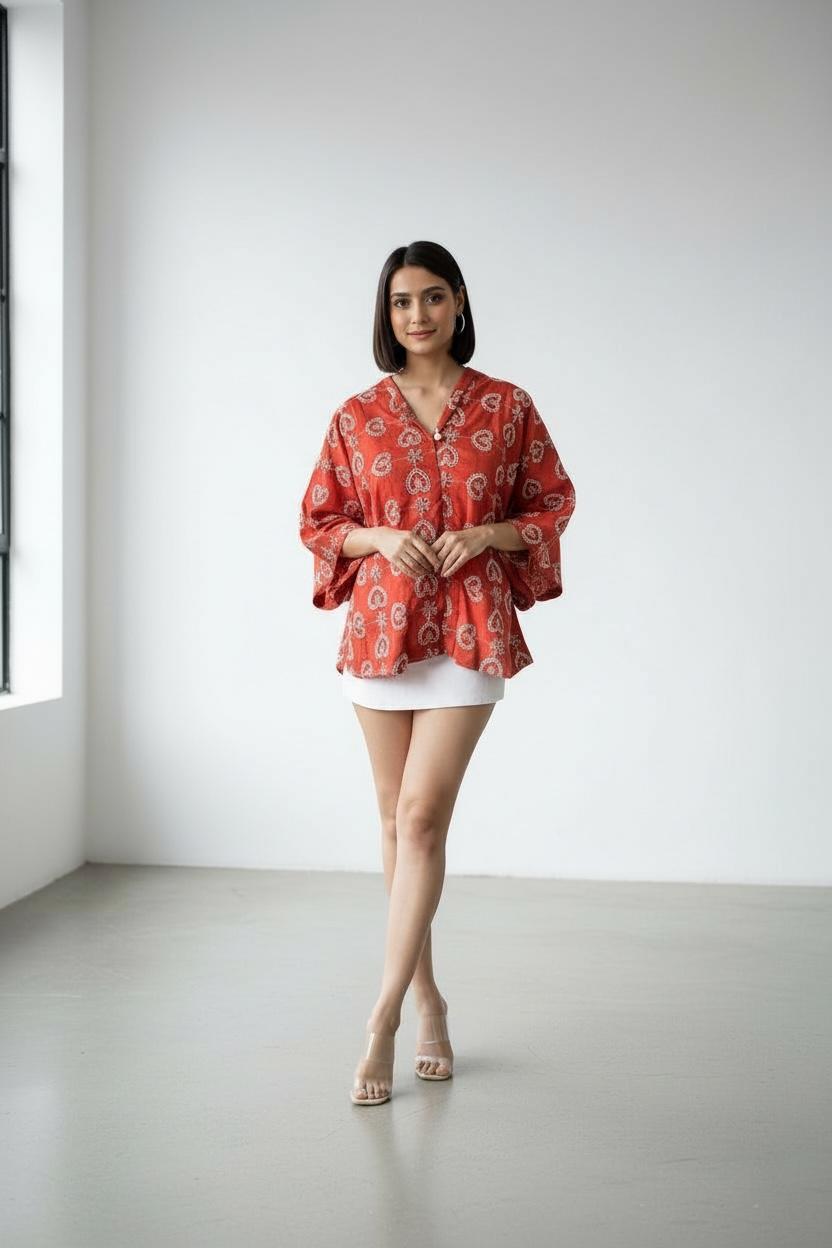 Cutwork cotton Kaftan Top