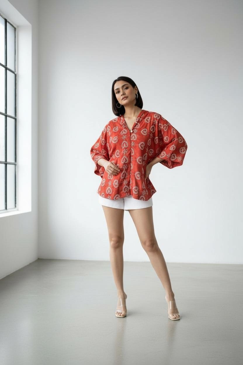 Cutwork cotton Kaftan Top
