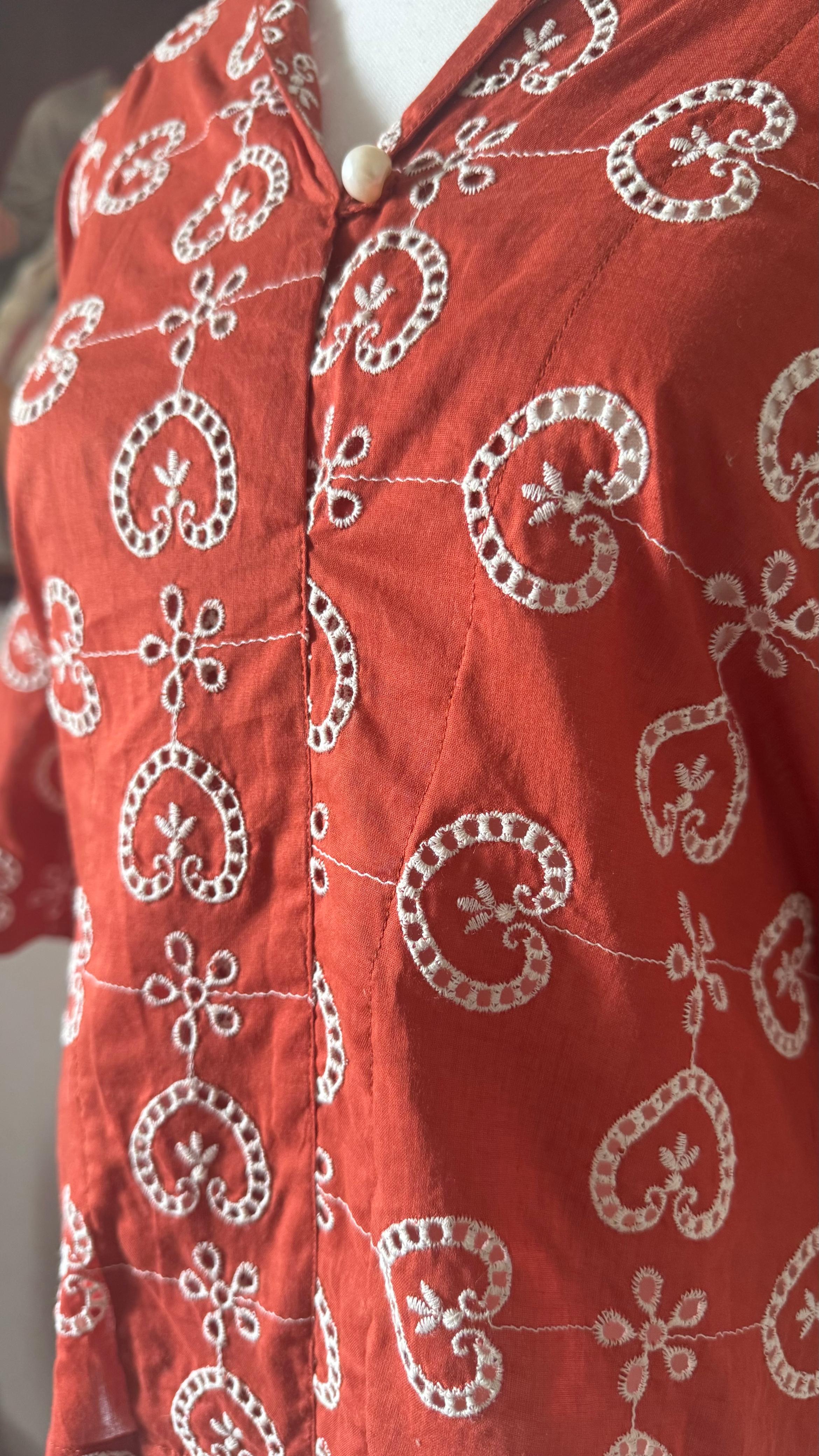 Cutwork cotton Kaftan Top