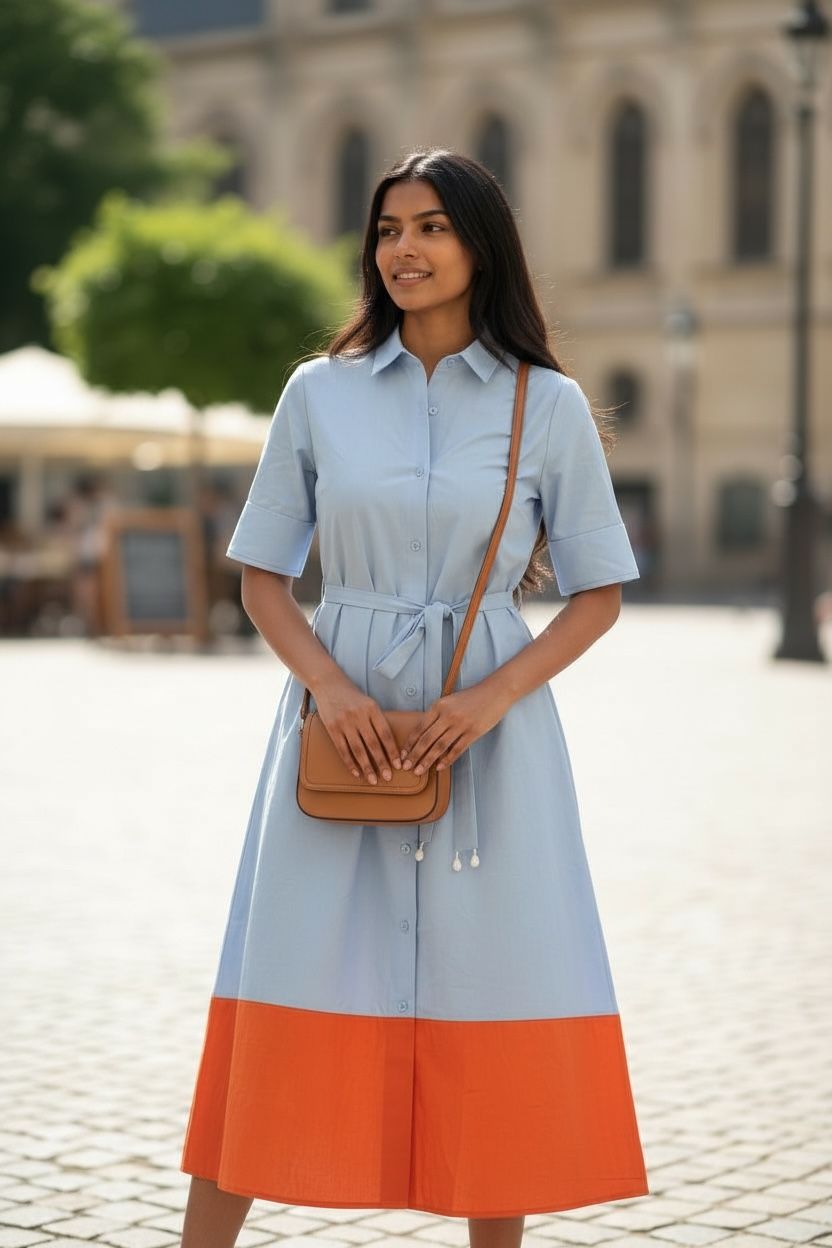 Cotton Colourblock Dress