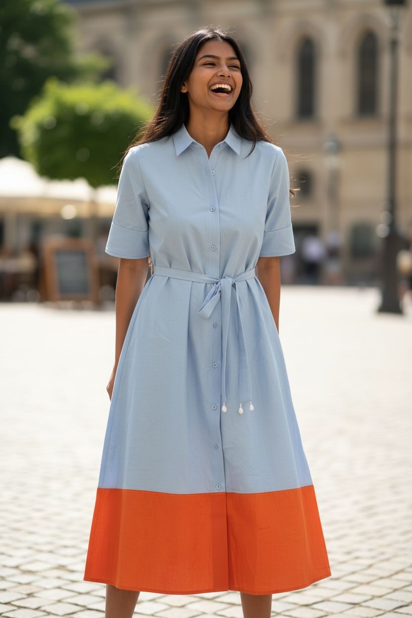 Cotton Colourblock Dress