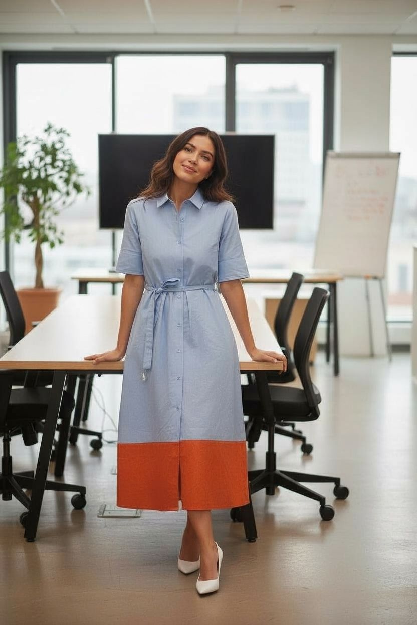 Cotton Colourblock Dress