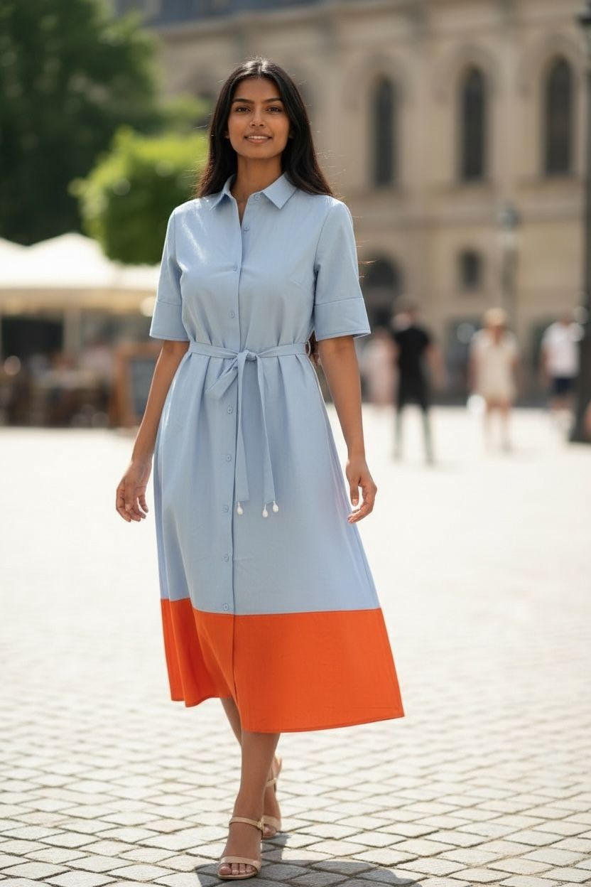 Cotton Colourblock Dress