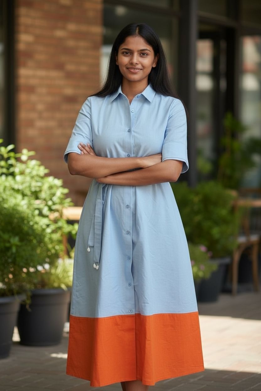 Cotton Colourblock Dress