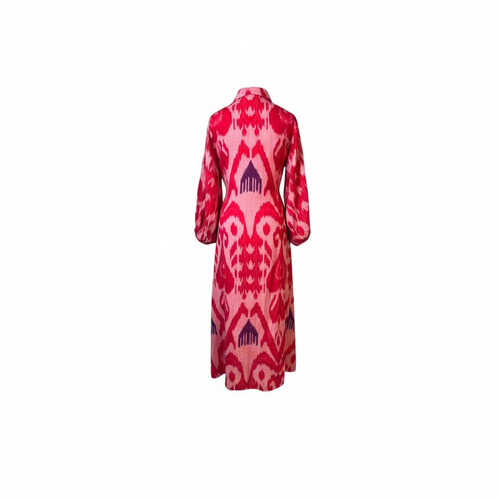 Uzbeki Ikat Shirt Midi  Dress